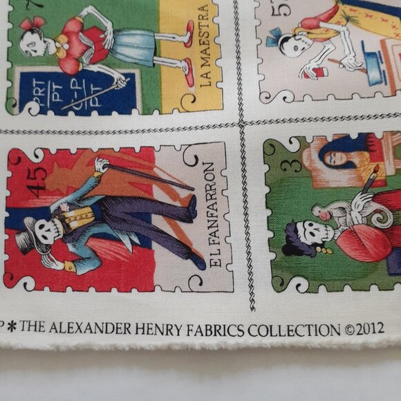 Alexander Henry "cartas marcadas" Cotton Fabric White Multi-Color 1 7/8 yards - Picture 11 of 11